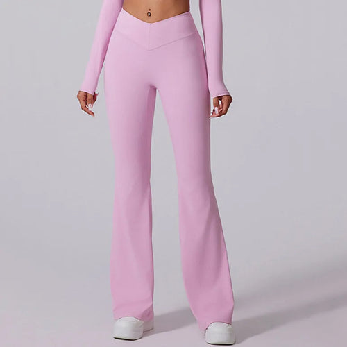 Load image into Gallery viewer, High V Waist Flare Leggings Yoga Pants Women Wide Leg Gym Workout Fitness Sports Pant Latin Dance Trousers Active Wear Bottom
