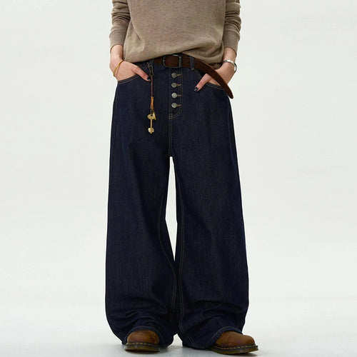 Load image into Gallery viewer, Men's Jeans New Straight Loose Fit Buttons Design American Denim Pants Male Solid Color Male Trousers Summer 9W1457
