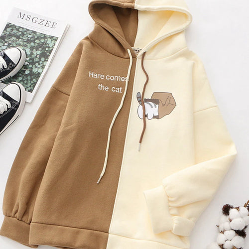 Load image into Gallery viewer, Fleece Women Hooded Sweatshirt Harajuku Cartoon Print And Letter Embroidery Casual Hoodies Winter Full Sleeve Warm Top
