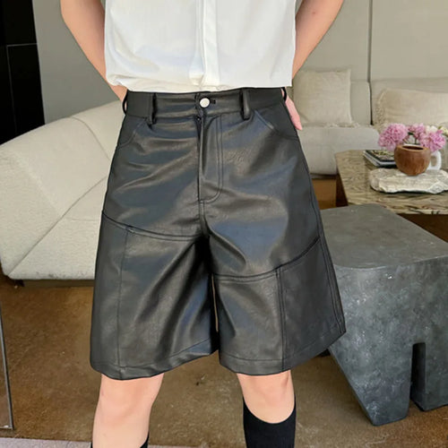 Load image into Gallery viewer, Niche Style Men&#39;s Shorts Casual Leather Straight Male Trousers Wide Leg Loose Bottom Stylish Pockets Summer 9C6373
