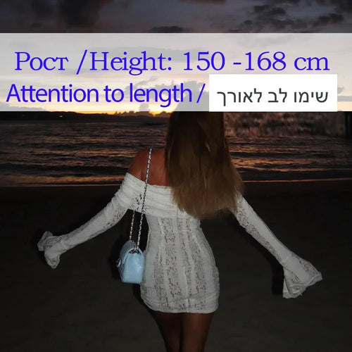 Load image into Gallery viewer, White Off The Shoulder Bodycon Dress 2024 New in Flare Sleeve Elegant Lace Maxi Dress Wedding Guest Dress for Women
