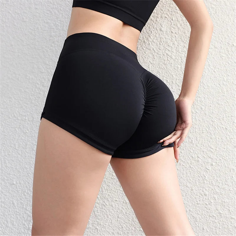 Women's sports yoga shorts high waist lift hip belly belly fitness running cycling exercise 3 points yoga pants