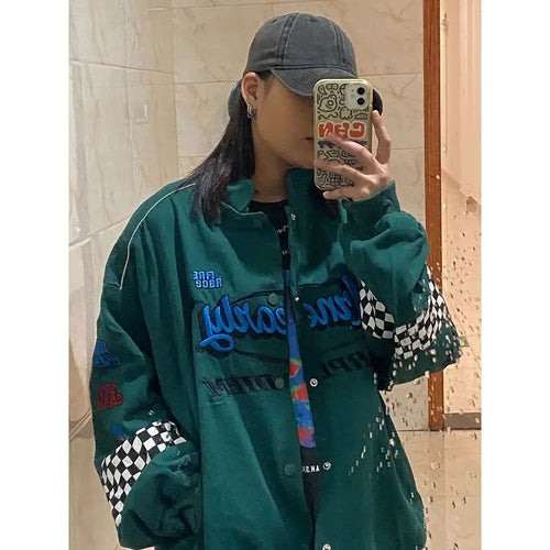 Load image into Gallery viewer, Streetwear BF Women Coats Harajuku Hip-hop Fashion Outwear 2025 Ropa Mujer Embroidery Casual Korean Jackets Oversized Y2k Tops
