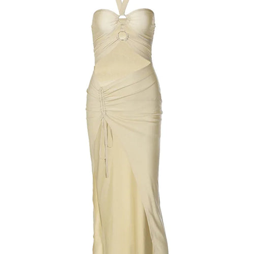 Load image into Gallery viewer, Women Solid Color Spliced Bodycon Hollow Out Collar Style Fashion Split Dress Slim Fit Party Club Evening Dress 2024
