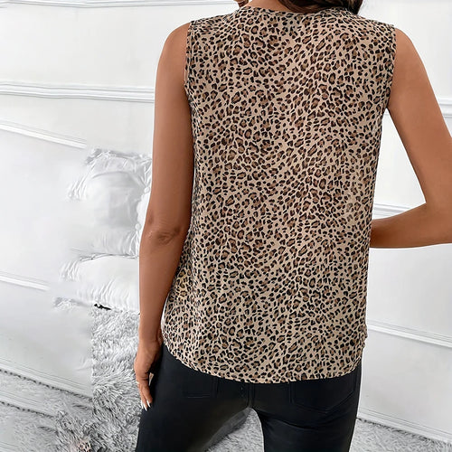 Load image into Gallery viewer, Leopard Print Tank Top y2k Women Clothes Ruffle Trim V Neck Sleeveless Loose Fit T Shirt Vest 2000s Clothing Streetwear
