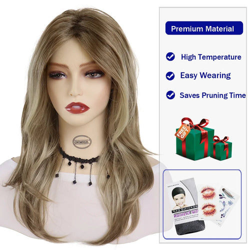 Load image into Gallery viewer, Synthetic Long Curly Wavy Wigs for Women Medium Blonde Wigs with Side Bangs Costume Party Natural Cancer Patients Wig
