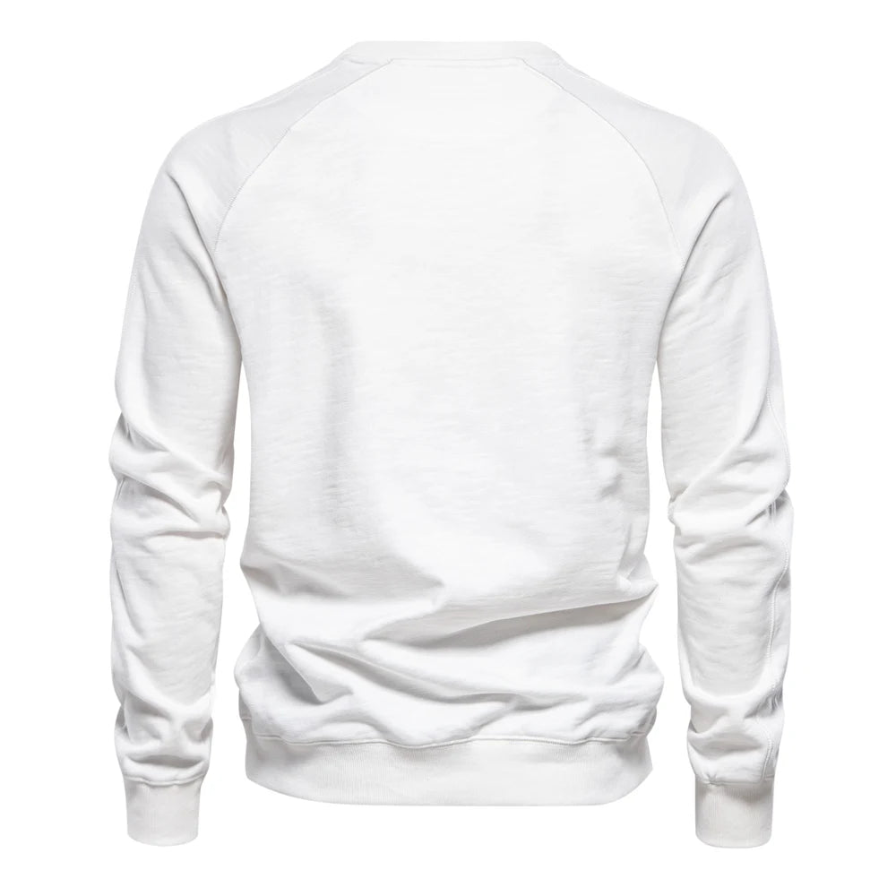 Spring Cotton Blend Sweatshirt for Men Casual Sport Design Round Neck Pullover Men