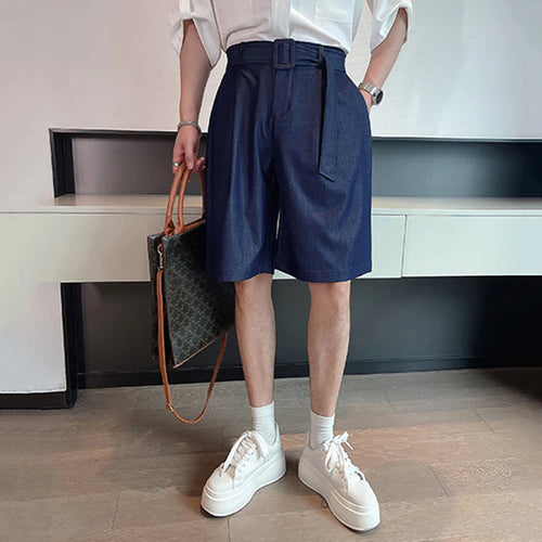 Load image into Gallery viewer, Trendy Men&#39;s Shorts Lace-up Solid Color Male Bottoms Pocket 2024 Summer Loose Temperament Knee-length  9C6440
