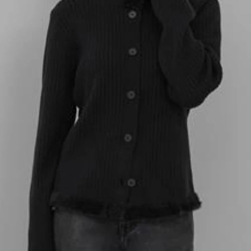 Load image into Gallery viewer, Y2k Aesthetic Fur Patchwork Casual Cardigan Streetwear Stand Neck Vintage Grunge Tops Autumn Single Breasted Harajuku Sweater
