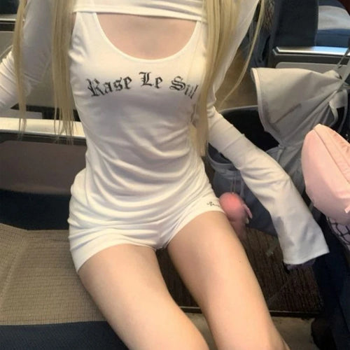 Load image into Gallery viewer, Y2k Aesthetic Two Piece Sets Streetwear Fairy Casual Crop Hooded Tops + Harajuku Letter Print Slim Fit Vest Female Grunge Suit
