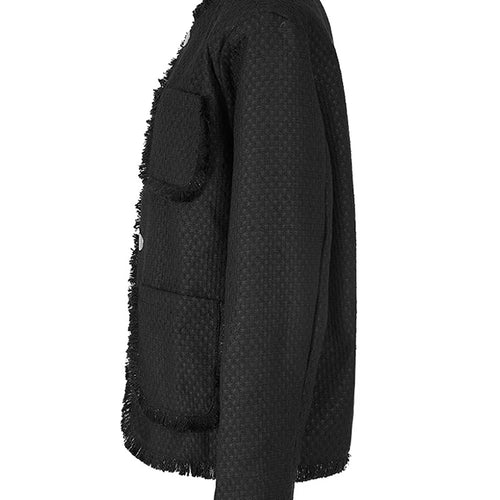 Load image into Gallery viewer, Black Burr Big Size Elegant Woolen Coat New Lapel Long Sleeve Women Jacket Fashion Tide Autumn Winter 2025 1DF6397
