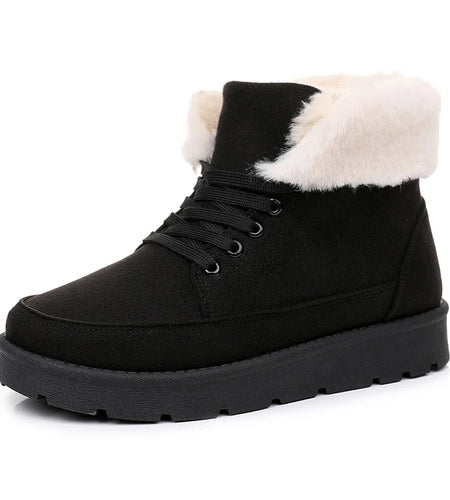 Women's Boots Low Heels Winter Boots With Fur Snow Boots Ankle Botas Mujer 2025 New Winter Footwear Comfortable Fur Shoes Woman