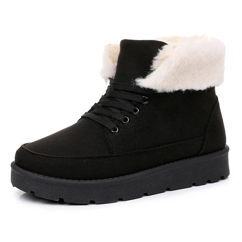 Women's Boots Low Heels Winter Boots With Fur Snow Boots Ankle Botas Mujer 2025 New Winter Footwear Comfortable Fur Shoes Woman