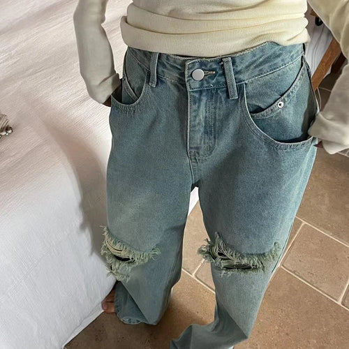 Load image into Gallery viewer, Hole Hollow Out Denim Wide Leg Pants For Women High Waist Patchwork Button Summer Jeans Female Fashion Clothing
