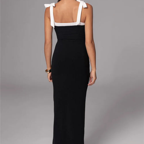 Load image into Gallery viewer, Lace-up Backless Sexy Maxi Dress Women Square Collar Patchwork Sleeveless Bodycon Club Party Sexy Long Dress Elegant
