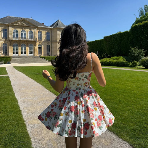 Load image into Gallery viewer, Summer Elegant A Line Dress Lovely Floral Print Tulle Skirt Dress Casual Holiday Party Dresses Women 2024 New Arrival
