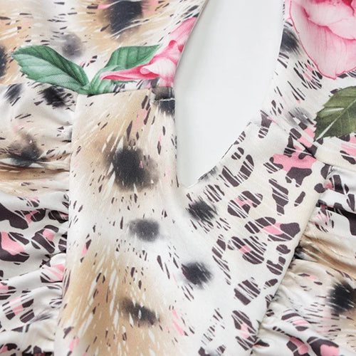 Load image into Gallery viewer, Hollow Out Halter Print Mini Dress For Women Robe Fashion Sleeveless Backless High Waist Ruffled Club Party Dress
