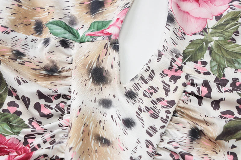 Hollow Out Halter Print Mini Dress For Women Robe Fashion Sleeveless Backless High Waist Ruffled Club Party Dress