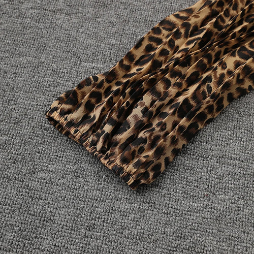 Load image into Gallery viewer, Women Brown Leopard Printed Rhinestones Long Dress New Round Neck Long Sleeve Fashion Tide Spring Autumn 2025 3WM2692
