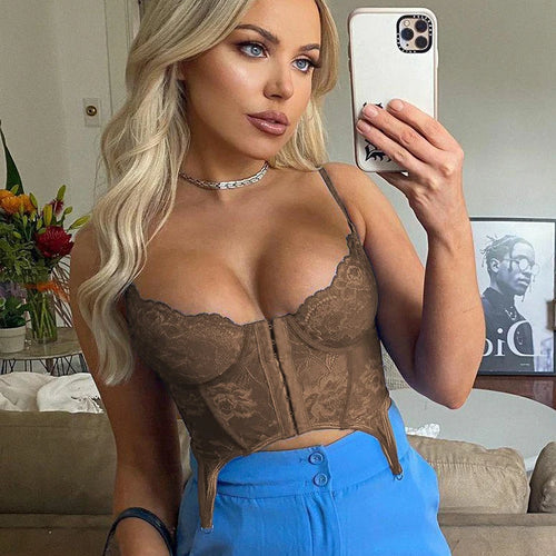 Load image into Gallery viewer, Y2K Fashion Strap Skinny Blue Corset Lace Top Female Backless Bandage Sexy Crop Tops Camis Transparent Hook Bralette
