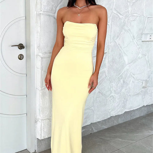 Load image into Gallery viewer, Strapless Backless Lace-up Maxi Dress For Women Summer New Off-shoulder Sleeveless Bodycon Club Party Long Dress
