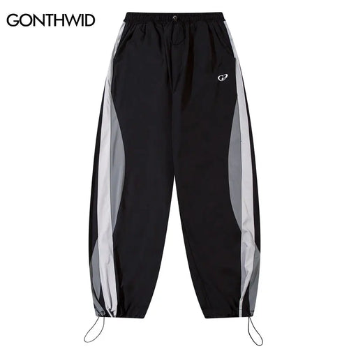 Load image into Gallery viewer, Vintage Sports Pants Y2K Patchwork Joggers Baggy Pants Streetwear 2024 Harajuku Hip Hop Loose Straight Thin Trousers Black Gray
