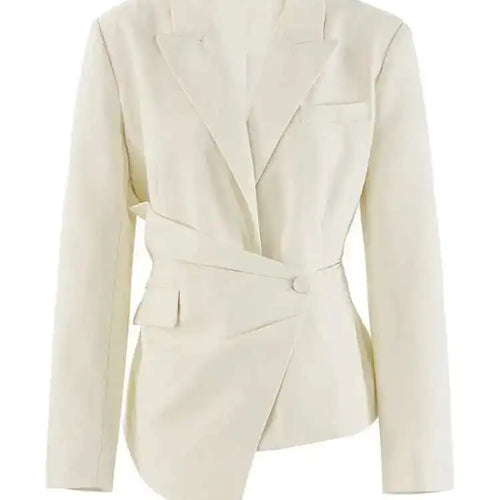 Load image into Gallery viewer, Women Beige Irregular Button Slim Elegant Blazer New Lapel Long Sleeve Jacket Fashion Tide Spring Autumn 2025 CPDB257
