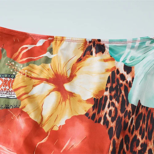 Load image into Gallery viewer, Leopard Print Sexy 2 Piece Sets Women Summer Fashion Lace-up Halter Crop Tops And Maxi Skirt Female Party Two Piece Set
