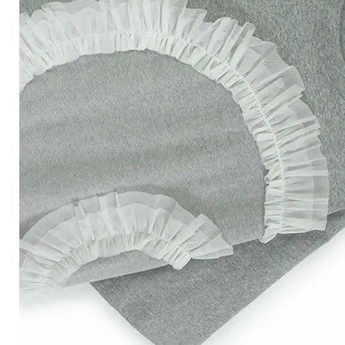 Load image into Gallery viewer, Women Gray Mesh Ruffles Big Size Mini T-shirt Dress New Round Neck Short Sleeve Fashion Tide Spring Summer 2025 1DH9812
