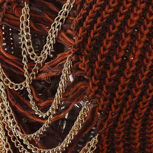 Load image into Gallery viewer, Metal Chain Knitting Sweater Loose Fit Round Neck Sleeveless Women Pullovers New Fashion Tide Autumn Winter 2025 1DF2067
