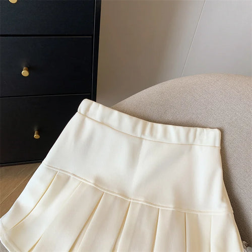 Load image into Gallery viewer, Women Solid College Style High Waist Pleated Short Skirt Spring Summer Casual Versatile A-line Mini Skirt Fashion Simplicity New
