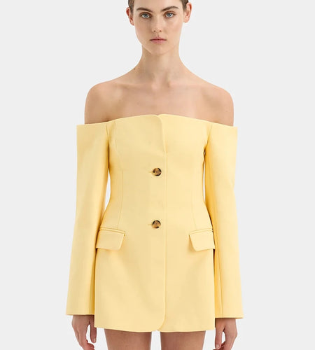 Off-shoulder Strapless Sexy Blazer Dress For Women Fashion Solid Zipper Two Pocket Long Sleeve Backless Mini Dress