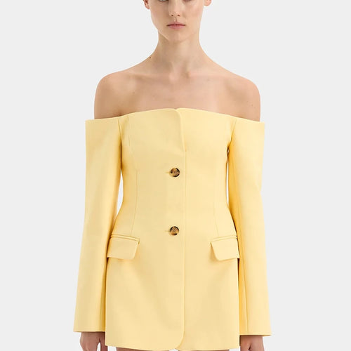 Load image into Gallery viewer, Off-shoulder Strapless Sexy Blazer Dress For Women Fashion Solid Zipper Two Pocket Long Sleeve Backless Mini Dress
