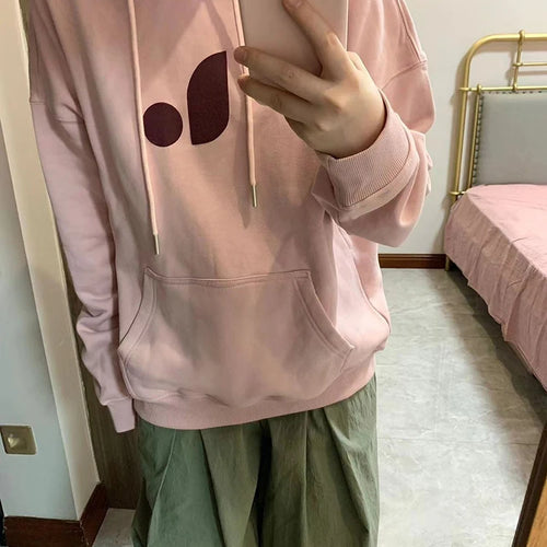 Load image into Gallery viewer, Pink Casual Hooded Drawstring Simple Women Hoodies Basic Chicly Printing Loose Fashion Pocket Pure Color Female Hoodies
