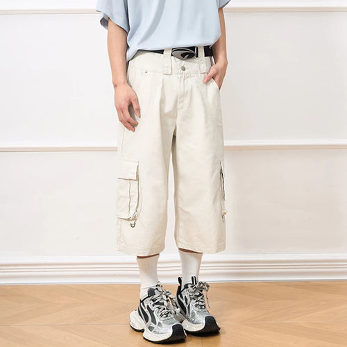 Load image into Gallery viewer, Men's Cargo Shorts American Style High Street Multi Pockets Design Niche Solid Color Straight Leg Male Bottoms 9W2033
