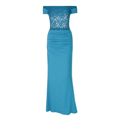 Load image into Gallery viewer, Off-shoulder Strapless Sexy Maxi Dress For Women Elegant Blue Sleeveless Backless Lace Patchwork Bodycon Long Dress
