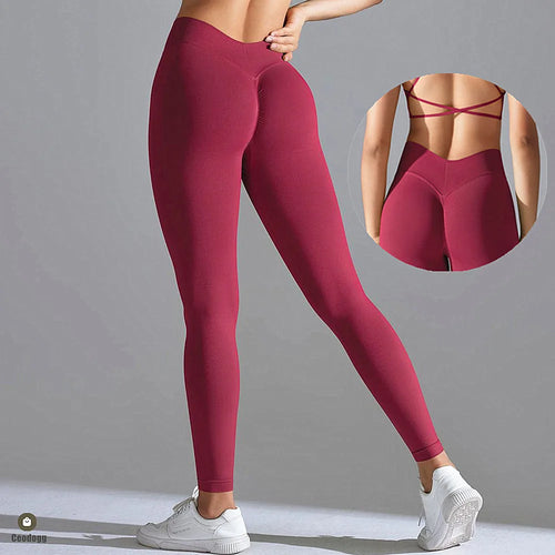 Load image into Gallery viewer, Seamless Yoga Pants Women Sexy V Butt Push Up Fitness High Waist Pants Gym Running Workout Female Sports Yoga Tight Leggings
