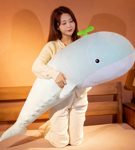 60/120cm Lovely Blue Whale Plush Toys Cute Animals Big Shark Doll Soft Stuffed  Fish Toy Children Girls Xmas Gift