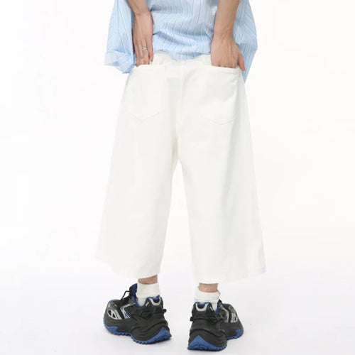 Load image into Gallery viewer, Korean Design Male Jeans Calf-length Pants Loose Wide Leg Trousers Straight Solid Color Male Bottom Summer 9C6431
