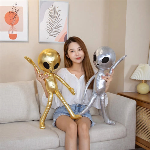 Load image into Gallery viewer, Creative Gold and Silver PU Material Alien Plush Toy Stuffed Soft Monster Plush Pillow Doll Toys for Kids Boys Birthday Gift
