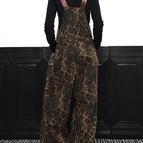Load image into Gallery viewer, High Waist Leopard Print Denim Big Size Overalls Wide Leg Jeans New Women Trousers Fashion Tide Spring Autumn 2025 1DH9389
