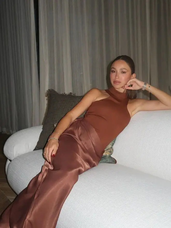 Elegant Sleeveless Satin Patchwork Hollow Out Long Dress Women Sexy Elastic Tight Female Party Club Evening Vestidos2024