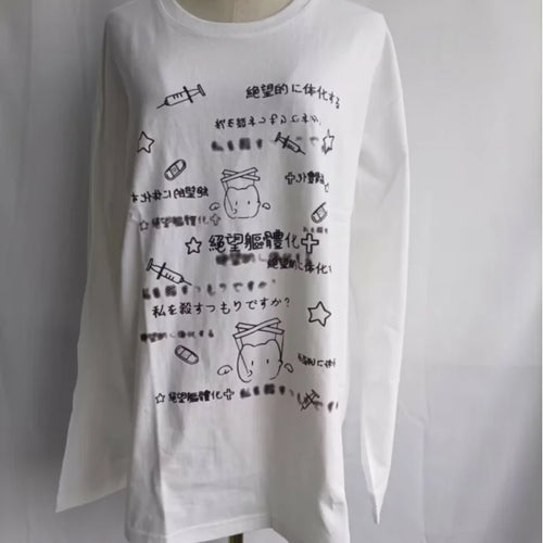 Load image into Gallery viewer, White Long Sleeve Shirts for Women Japanese Cute Tshirts 2023 Ropa Mujer O-neck Oversized Tops Anime Print Casual Y2k T Shirt
