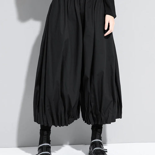 Load image into Gallery viewer, High Elastic Waist Black Pleated Split Wide Leg Trousers New Loose Fit Pants Women Fashion Tide Spring Autumn 2025 1DA618
