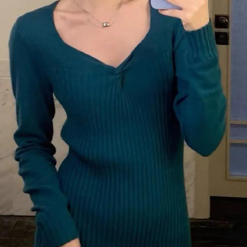 Load image into Gallery viewer, Vintage Solid Festival Slim Long Sleeve Square V Neck Midi Dress 2023 Fall Winter Evening Party Elegant Dress Simplicity Popular
