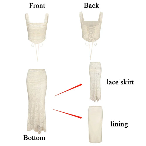 Load image into Gallery viewer, Elegant Women 2 Piece Dress Set 2023 Maxi Wedding Guest Dress Lace Up Crop Top and Maxi Skirt Set Formal Event Dress
