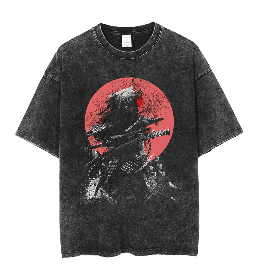 Vintage Washed Tshirts Anime T Shirt Harajuku Oversize Tee Cotton fashion Streetwear unisex top 15v1