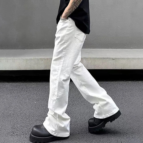 Load image into Gallery viewer, Men's Jeans New American Micro Flared Denim Pants Slim Fit Solid Color High Street Stylish Male Casual Trousers 9W1483
