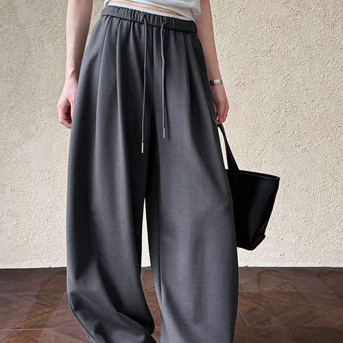 Load image into Gallery viewer, High Elastic Waist Gray White Color-block Long Wide Leg Pants New Trousers Women Fashion Tide Spring Autumn 2025 1DJ0929
