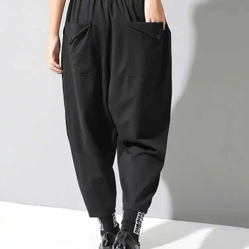 Load image into Gallery viewer, High Elastic Waist Black Pockets Casual Harem Pants New Loose Fit Trousers Women Fashion Tide Spring Autumn 2025 1DF4686
